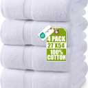 Utopia Towels 4 Pack Premium Bath Towels Set, 27 by 54 Inches, 100% Ring Spun Cotton 600GSM, Lightweight and Highly Absorbent Quick Drying Towels, Perfect for Daily Use, White