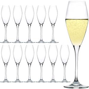 Champagne Flutes Set of 12, Crystal Glass, 9 oz Champagne Glasses, Prosecco Sparkling Wine Glasses Set