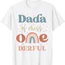 Dada of Miss Onederful Boho Rainbow Daughter First Birthday T-Shirt M