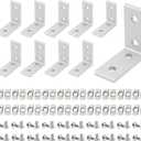 10pcs 4 Hole Inside Corner Bracket for 2020 Aluminum Extrusion 6mm Slot, 2020 Silver L Corner Bracket 90 Degree with 40pcs M5 T Nuts,40pcs M5 Hex Screw,1pcs Wrench