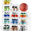 12 Pack Thicken & Sturdy Clear Shoe Storage Organizer with Magnetic Door, Shoe Boxes Clear Plastic Stackable for Closet, Shoe Rack for Sneaker Boot Container, Shoe Cabinet Fit up to US Size 12