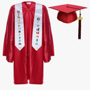 Newrara Kindergarten Graduation Cap and Gown Stole Package for Kids Color: Red Size:27"