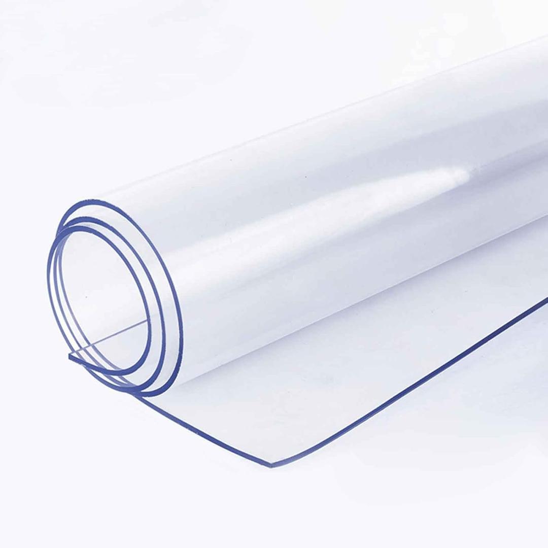 Clear Plastic Tablecloth Rectangle Vinyl Transparent PVC Table Cloths Protector Spill Oil Proof Wipe Clean Transparent Table Cover for Dining/Camping/Parties(31.5x63in/80x160cm)