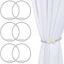 3 x 6 Pack Magnetic Curtain Tiebacks for Home Bedroom Office Window Dcor, Modern Handmade Decorative Curtain Holdbacks for Curtains Draperies (Grey & White)