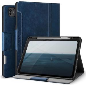 Antbox for iPad Pro 13 Inch Case M5 2025/M4 2024, Built-in Pencil Holder, Supports Pencil Pro/(USB-C), Auto Sleep/Wake, PU Leather (Blue)