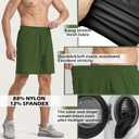 Mens Athletic Running Shorts 2 Pack Quick Dry with Pocket Gym Workout Shorts for Men Mesh Swim Trunks Board Pajama (Large, Black/Olive Green)