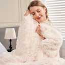 GONAAP Fuzzy Faux Fur Throw Blanket Ivory Super Soft Cozy Plush Fuzzy Shaggy Blanket for Couch Sofa Bed (Ivory, Throw(50"x60"))