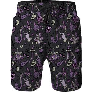 Mens Swim Trunks with Mesh Lining,Quick Dry Swimsuit Board Shorts Beach Pants Swimwear Bathing Suits (Goothic Spooky, M)