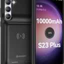 NEWDERY Battery Case for Galaxy S23 Plus 10000mAh, Qi Wireless Charging, Fast Charging, Sync Data Supported, Powerful Portable Rechargeable Charger Case for Samsung S23+ 5G 6.6"(2023 Release) Black