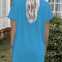 Poetsky 2026 Summer Tunic or Tops for Women to Wear with Leggings Square Neck Casual Long T Shirts with Pockets S-3XL (Blue, S)