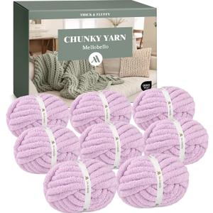 Jumbo Chunky Yarn for Hand Knitting - Super Thick Chenille Chunky Yarn for Crocheting - Extra Soft Bulky Fluffy Blanket Big Yarn 8 Jumbo Pack (27yds,8 oz Each Skein)