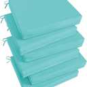 Basic Beyond Outdoor Chair Cushions Set of 6, Square Corner Outdoor Cushions for Patio Furniture, Water Resistant Patio Chair Cushions with 2 Ties, 18.5x16x3, Teal