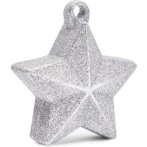 Sparkle and Bash Glitter Star Balloon Weights for Silver Party Decorations - Silver Balloon Weights, 6 Pack, 5.2 oz Glitter Star (3.5(L) x 1.75(W) x 4(H) Inch)