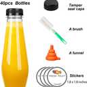 Moretoes 40pcs 12oz Juice Bottles, Empty Plastic Juicing Bottles with Caps, Cone Reusable Clear Bulk Beverage Containers for Juicing, Drinking, Milkshake, Tea and Other Beverages