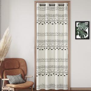 Cream Black Curtains for Living Room,Boho Chic Decor,Single Panel,Semi Blackout/Privacy,Accordion Door Curtain for Bedroom Doorway Balcony Interior Shower Bifold Door,80 Inch Length,Natural Beige (42"W x 80"L (Pack of 1)