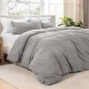 Bare Home Microfiber Duvet Cover Set - Ultra Soft Washed Microfiber - Queen Size - Linen-Like Look - Easy Care - Breathable Fabric - Our Softest Duvet Cover Set (Queen, Frost Grey)