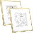 YiPinYin 6x6''Simply Square Gold Metal Picture Frame With Mat for 4x4'' Set of 2, Narrow Plated Metal Photo Frames 4x4'' With Soft Touch Velvet Backing for Desktop and Wall Décor