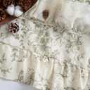 jinchan Ruffled Floral Valance Linen Shabby Chic Small Window Curtain 18 Inch Farmhouse Kitchen Valance for Bedroom Living Room Decor Cottage Rustic Window Treatments 1 Panel Green on Beige