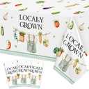 3Pcs Locally Grown Baby Shower Decorations Tablecloth, Rectangular Plastic Farmers Market Baby Shower Table Cloth, 54 x 108 Inch