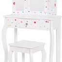 UTEX Kids Vanity Table and Chair Vanity Set with Mirror Makeup Dressing Table with Drawer, Play Vanity Set,White