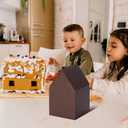 COTOPHER 100 Pack Christmas Gingerbread House Box Cardboard, 2.95x2.95x4.92 In House Shaped Boxes Kit DIY Crafts, Xmas Candy Houses for Christmas Party Supplies Decor Snack Packaging (Dark Brown)