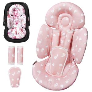 Newborn Car Seat Insert, Head and Body Support, Reversible Infant Insert Compatible with Baby Carseat, Stroller, Mamaroo Swing, Rocker, Bouncer. Baby Car Seat Cushion - Pink Floral