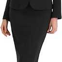 Allegra K Women's 2 Piece Skirt Suit Set Business Long Sleeve Blazer and Pencil Skirt Outfits Medium