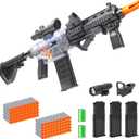 Realistic Toy Gun for Nerf Guns Darts, Foam Blaster - with Scope 100 Soft Bullets 3 Magazines, Semi-Auto Sniper Rifle Electric M416 Machine Guns for Boys 6-12 Age Kids and Adults