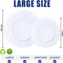 U-QE 60 Pcs White Plastic Plates for Party Scalloped Plastic Plates Heavy Duty & Elegant Include 30 10" Dinner & 30 7" Dessert Plate - Perfect for Party & Wedding