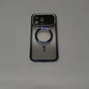 [Full Camera Protection& Mechanical Lock Magnetic Privacy Case for iPhone 15 Pro Max[Compatible with MagSafe] [CD Metal Ring] Full Body Metal Bumper, 9H Anti Peeping Glass Cover-Blue