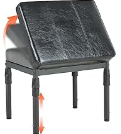 Adjustable Ottoman Pouf, 4 Height Position & 60 Degree Tilt Angle Synthetic Leather Ottomans Foot Stools Stool Pouffe FootStool Under Desk for Living Room Home Office(Black Synthetic Leather)