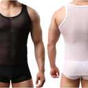 Men's Mesh Tank Top - Stylish and Breathable Running Training Sports Top (Large, Black/White)