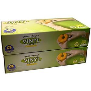 200 Disposable Vinyl Gloves, Non-Sterile, Powder-Free, Smooth Touch, Food Service Grade, Medium Size [2x100 Pack]
