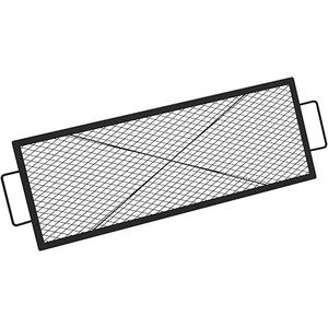 Onlyfire Rectangle X-Marks Fire Pit Cooking Grate, Campfire Grill Grate with Handles, Heavy Duty Steel BBQ Grill Grate for Outdoor, 40-Inch