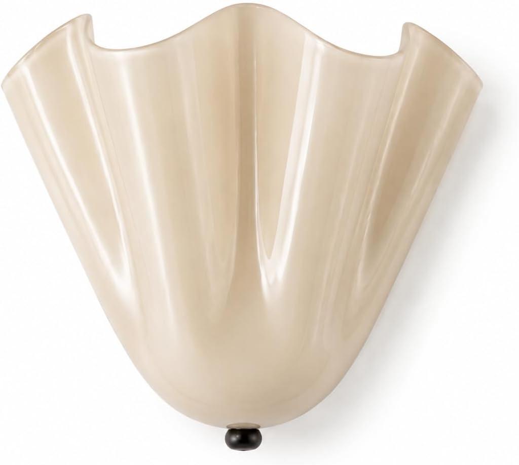 Vintage Shell Wall Sconce – Mid-Century Coastal Amber Glass Shade – Antique-Style Shell-Shaped Wall Lamp for Living Room, Bedroom & Hallway, 
5.1"L x 11"W x 9.4"H