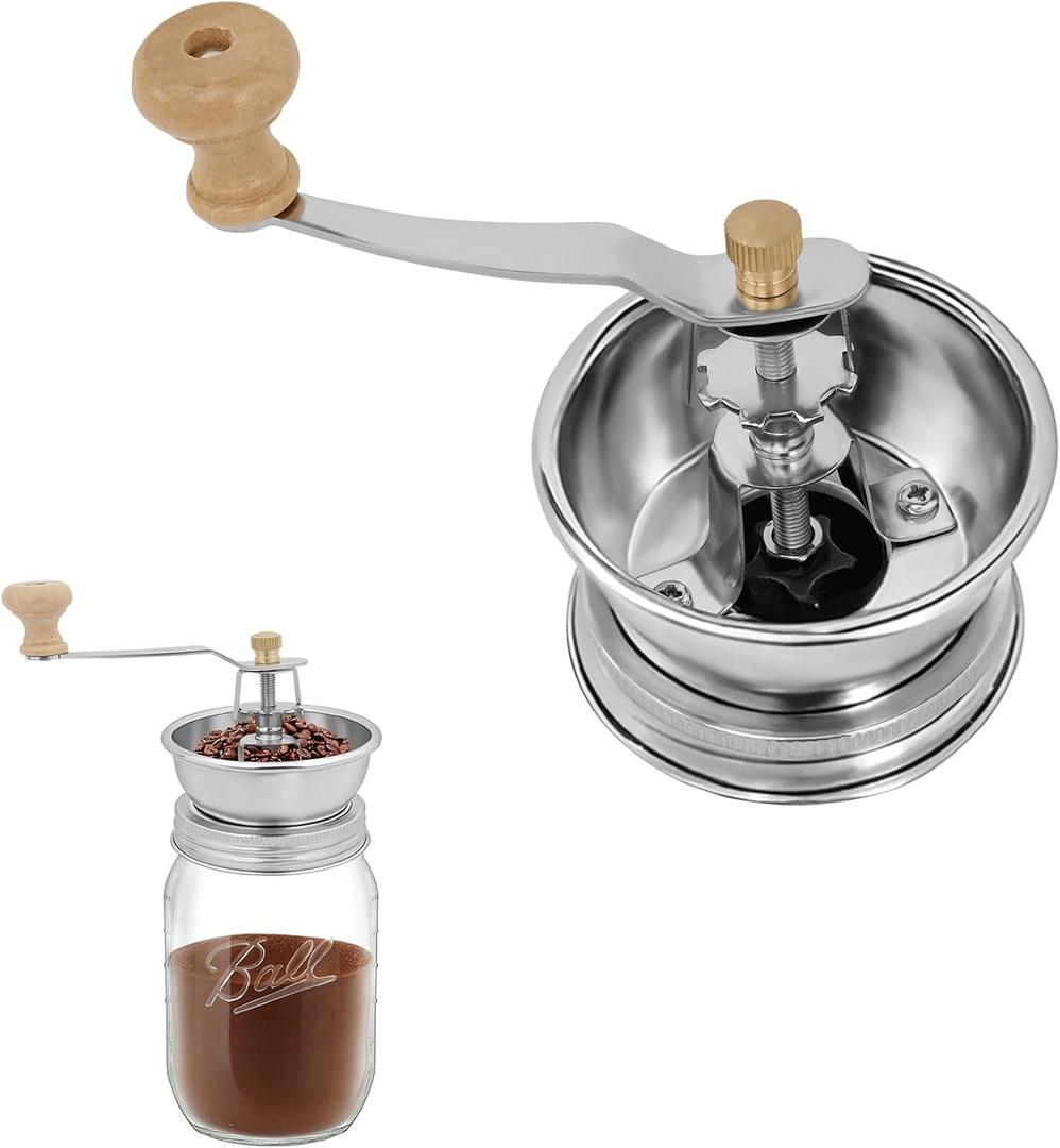 Coffee Grinder Lid for Mason Jar of Regular Mouth Manual Coffee Grinder for Home Use Stainless Steel Spice Grinder