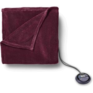 Sunbeam Royal Luxe Cabernet Heated Blanket 12 Heat Settings Auto-Shut Off Machine Washable King