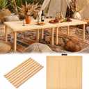 60"x30" Boho Wooden Picnic Table, Portable Wood Picnic Desk,Solid Wood Picnic Table, Boho Low Picnic Floor Desk for Beach, Camping, Backyard, Floor Seating, 60" x 30" x 18.5"