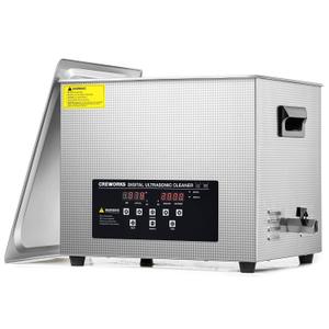 CREWORKS 15L Digital Ultrasonic Cleaner with Degas Gentle Modes, 4 gal. Ultrasonic Cleaning Machine, 360W Professional Ultrasound Cleaner with 450W Heater & 30 min Timer for Auto Machine Parts Tools