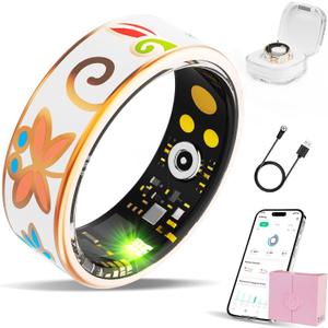 Smart Ring Health Tracker, for men and women, equipped with heart rate monitor, sleep tracker, 8 exercise modes, step counter, 5-7 days battery life, no subscription fee, IP68 waterproof R18 (6)