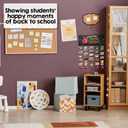 Back To School Decoration - 13'' x 5.5'' Welcome Wooden Sign With 5 Hanging Apples - Photo Hanging Display Picture Board with 30 Clips - Wall Art Classroom Wall Plaque Decor & Supplies - A01