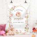 Wildflower Fall Little Pumpkin Baby Shower Backdrop Floral A Little Pumpkin is on The Way Photography Background Gold Glitter Fall Baby Shower Party Decorations 5x7ft