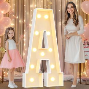 Pooqla 4 FT Marquee Light Up Letters, Marquee Letters 4 Feet Tall, Giant Mosaic Light Up Letter Sign for Birthday Party Baby Shower Homecoming Wedding Decorations, Big Letter A