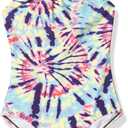 Kanu Surf Girls' Jasmine Beach Sport Halter One Piece Swimsuit (8, Camille Multi)