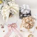 Ribbli Ivoy Wired Ribbon Ivory Satin with Champagne Gold Glitter Mesh 2.5 Inch Christmas Ribbon for Tree Gift Wrapping Wreaths Garland Topper Bows Crafts Home Decor -10 Yards