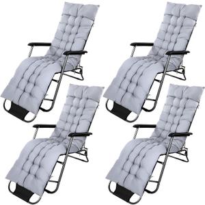 Bucherry 67 x 19 Inch Chaise Lounge Cushions Soft Lounge Chair Cushion Gravity Chair Cushion Sofa Lawn Furniture Cushion Pad with 6 Tie for Outdoor Indoor Patio Home Without Headrest (Gray,4 Pcs)