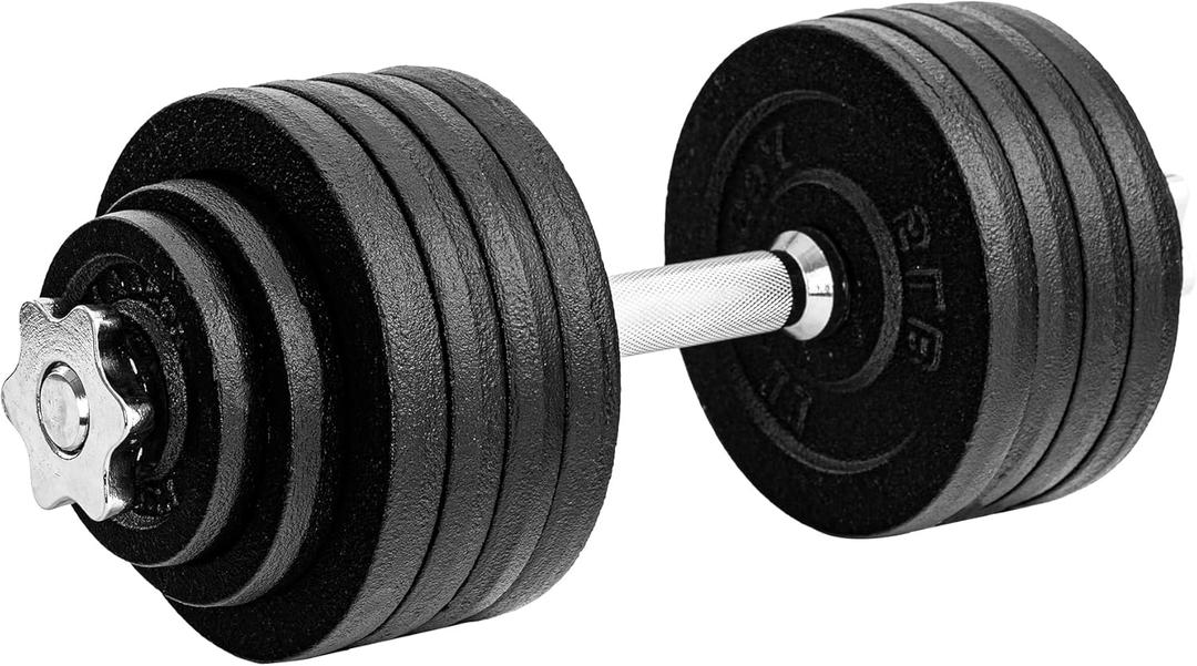 Yes4All Old School Adjustable Dumbbell Set with Weight Plates, Star Lock Collars/Connector, 40lbs to 200lbs Adjustable Weight Plates Set (G. 52.5LB Dumbbell Single - Black)