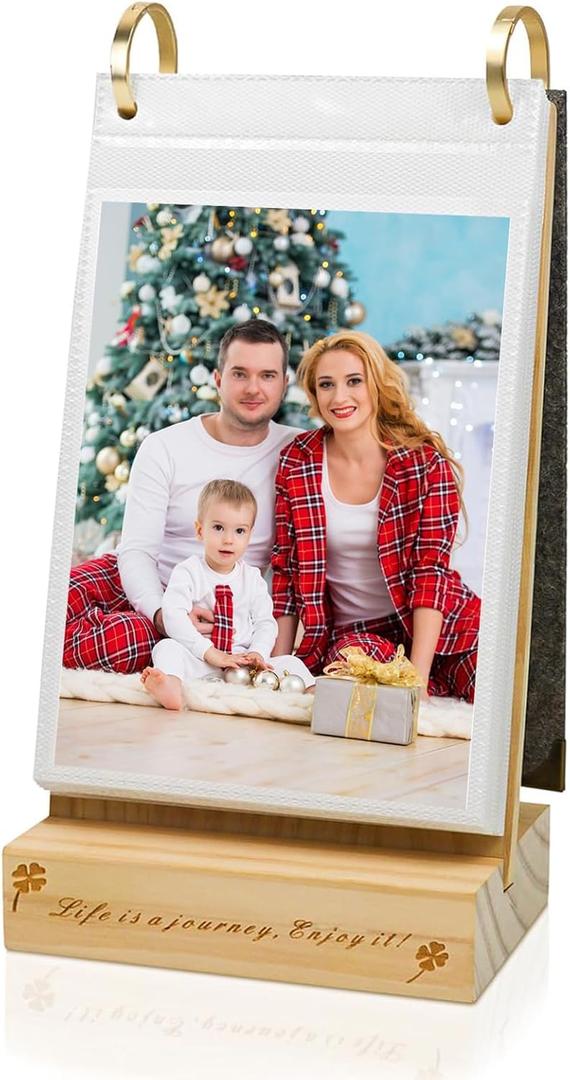 ZEEYUAN 4X6 Flip Photo Album Stand on Desktop 60 Pockets, Vertical 4x6 Desk Photo Album Double sides, Photo Gifts for Thanksgiving Christmas