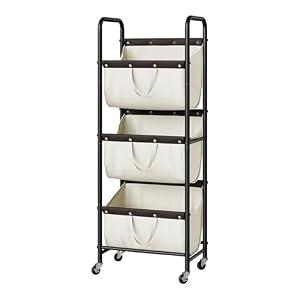 GRANNY SAYS 3 Tier Laundry Sorter, Laundry Basket with Wheels, Laundry Room Organization and Storage, 3 Section Rolling Laundry Cart for Dorm, Bathroom, Bedroom, Closet, Beige