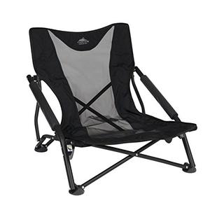 Cascade Mountain Tech Camping Chair - Low Profile Folding Chair for Camping, Beach, Picnic, Barbeques, Sporting Event with Carry Bag , Black